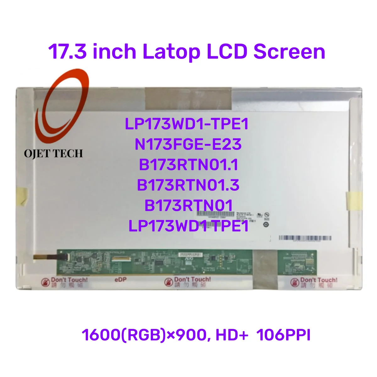 Ʈ LCD LED ÷, HD + eDP, 1600x900 ü, 17.3 ġ, B173RTN01.1, B173RTN01, 1 B173RTNO1.1